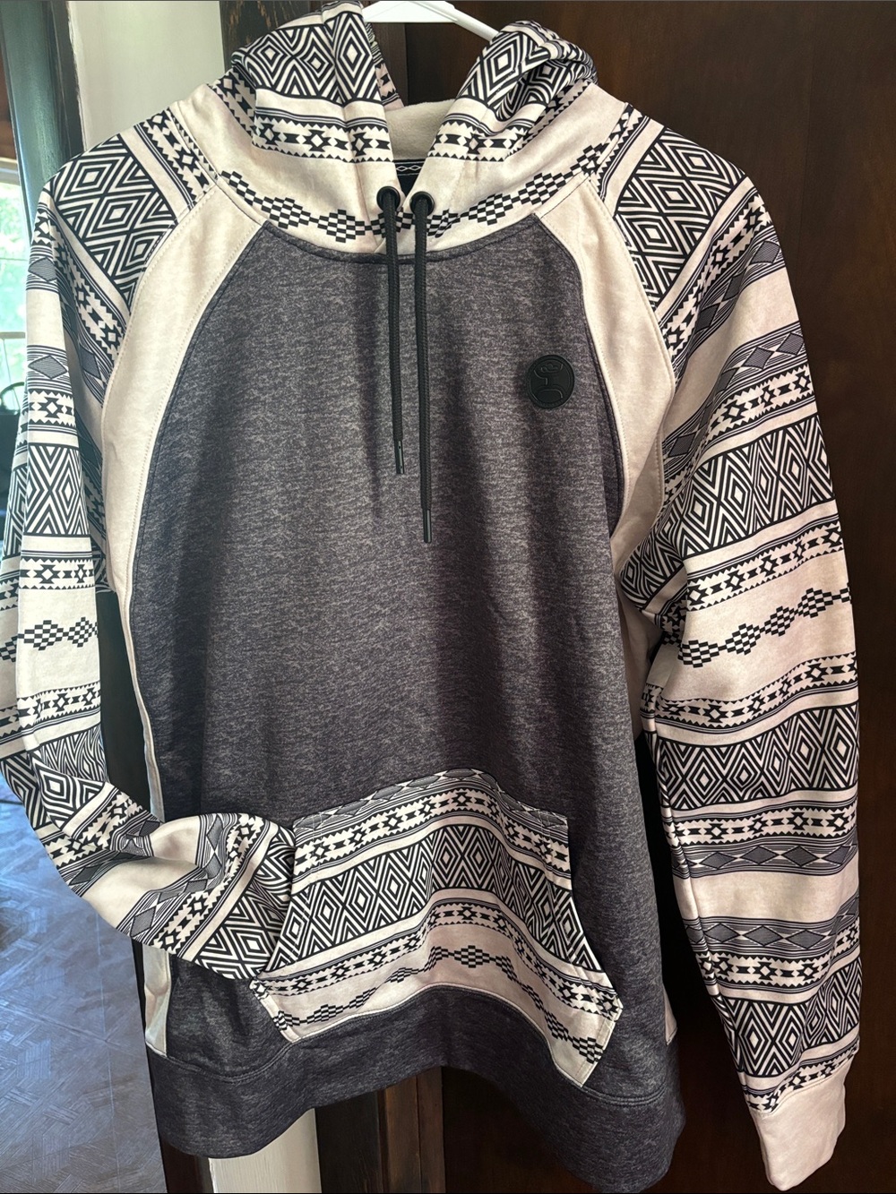 Hooey Charcoal & Cream Aztec-Pattern Hoodie
